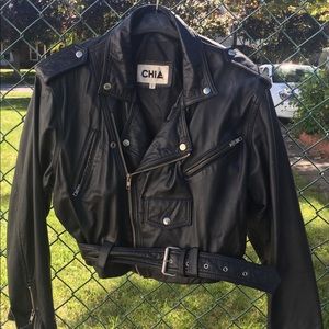 Woman’s Genuine Leather Motorcycle Jacket XL