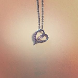 Silver and Amethyst Heart Necklace
