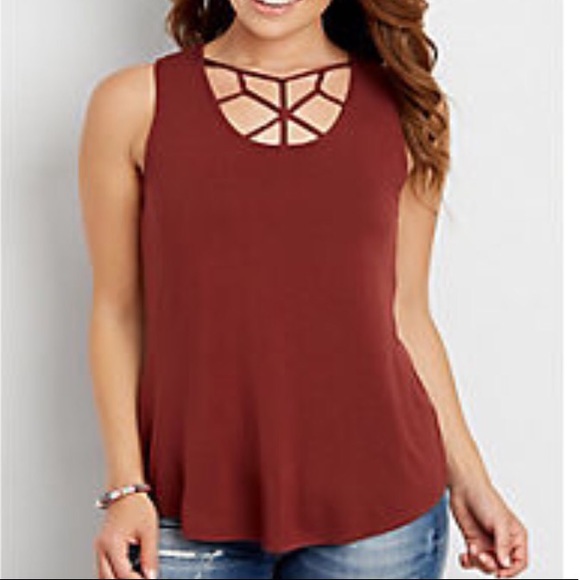 NWT Maurices Small Tank w/ Strap Neckline Small Boho Gypsy Rust Burnt Orange - Picture 5 of 8