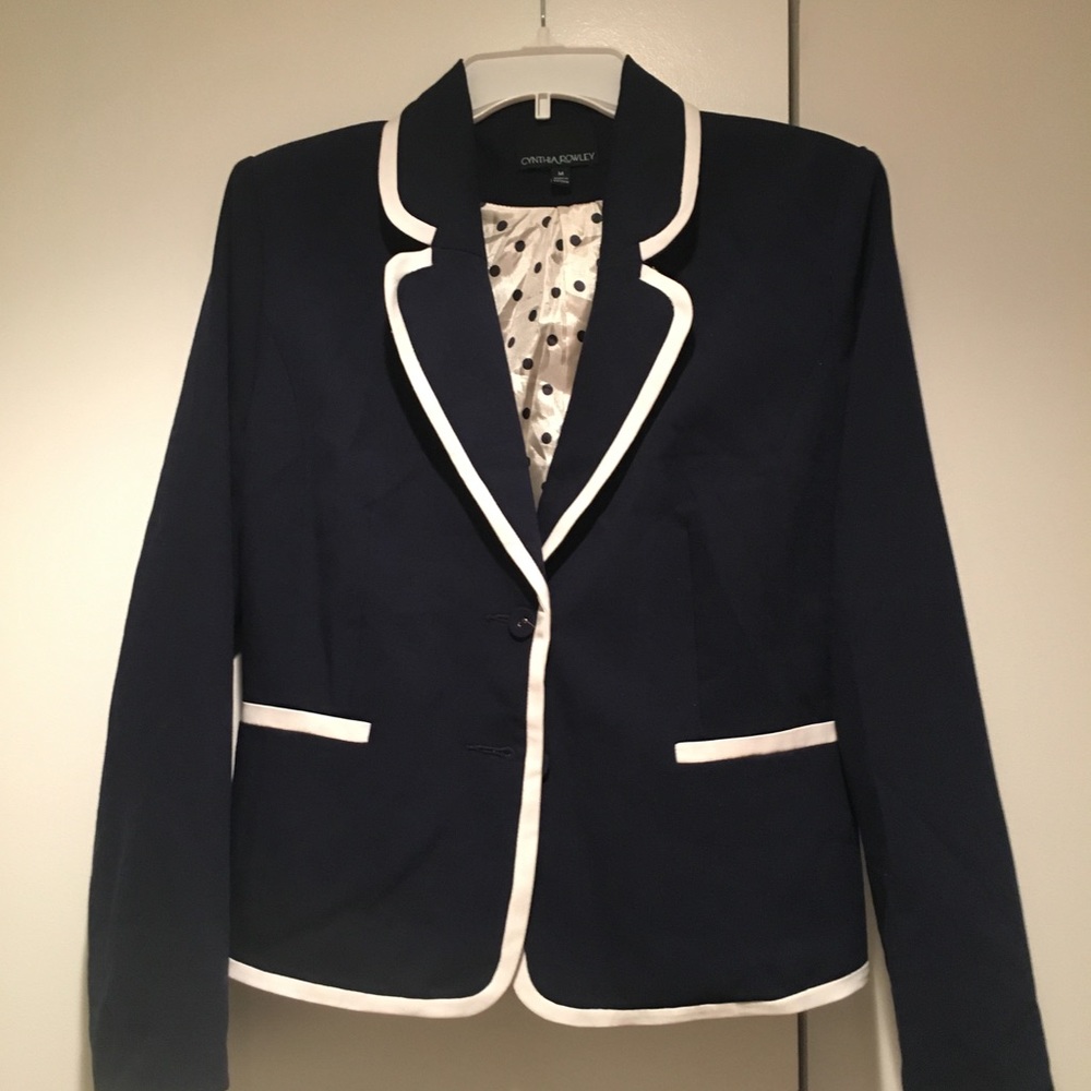Blue and white rubbed blazer