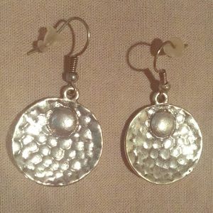 Silver punched metal earrings