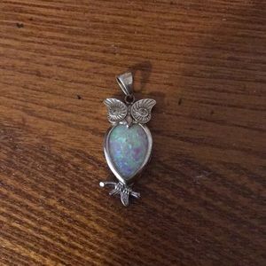 Opal owl pendant