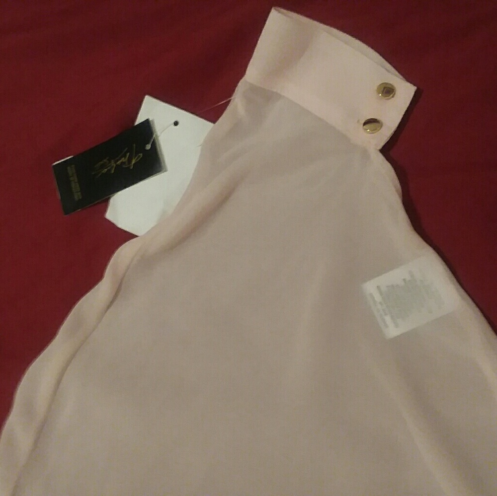 Light Pink chiffon cape style blouse - Picture 3 of 5