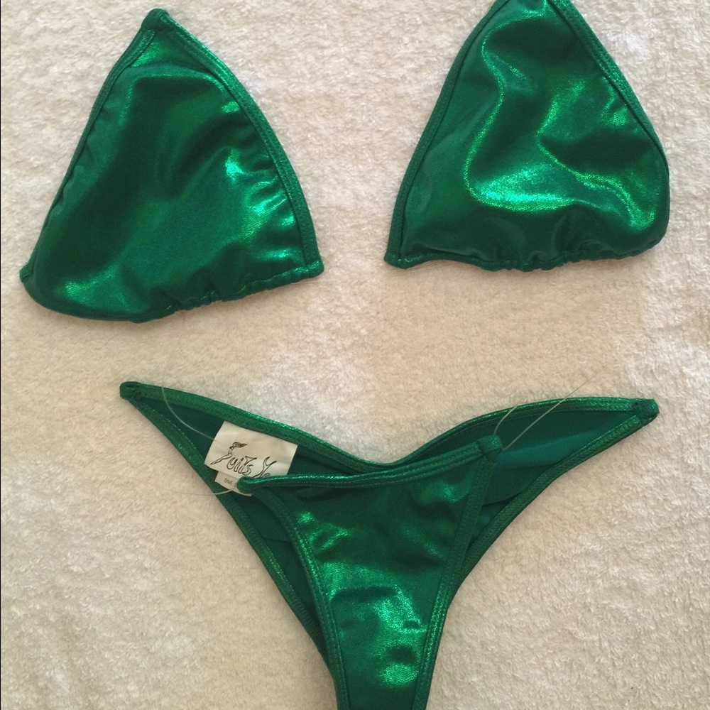 Like New Green Bikini Clear Straps
