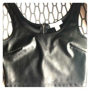 Faux leather crop top