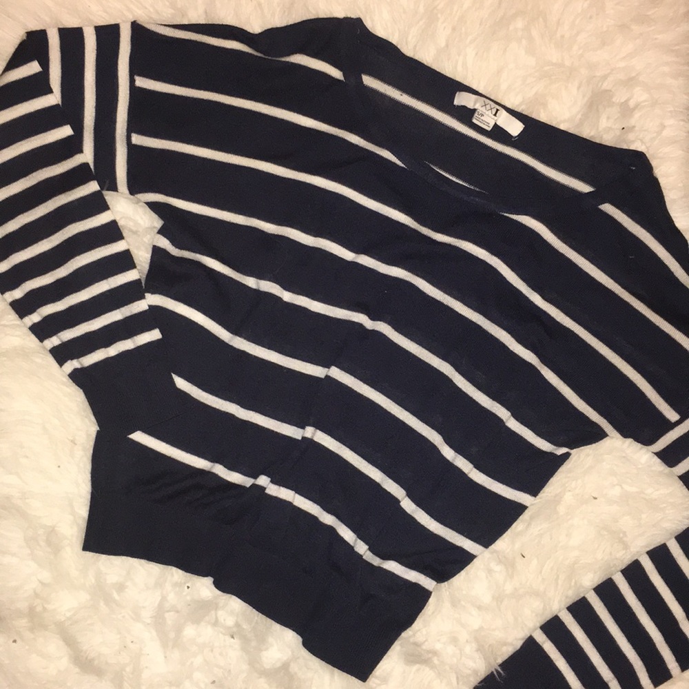 Navy and white striped Forever 21 Top