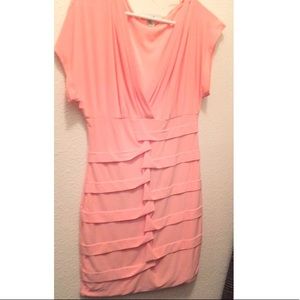 Peach Ruched Bodycon Dress