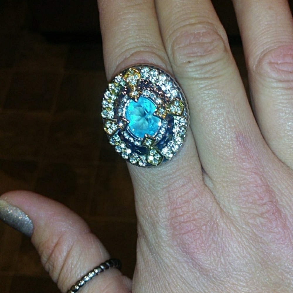 Silver stone genuine blue topaz