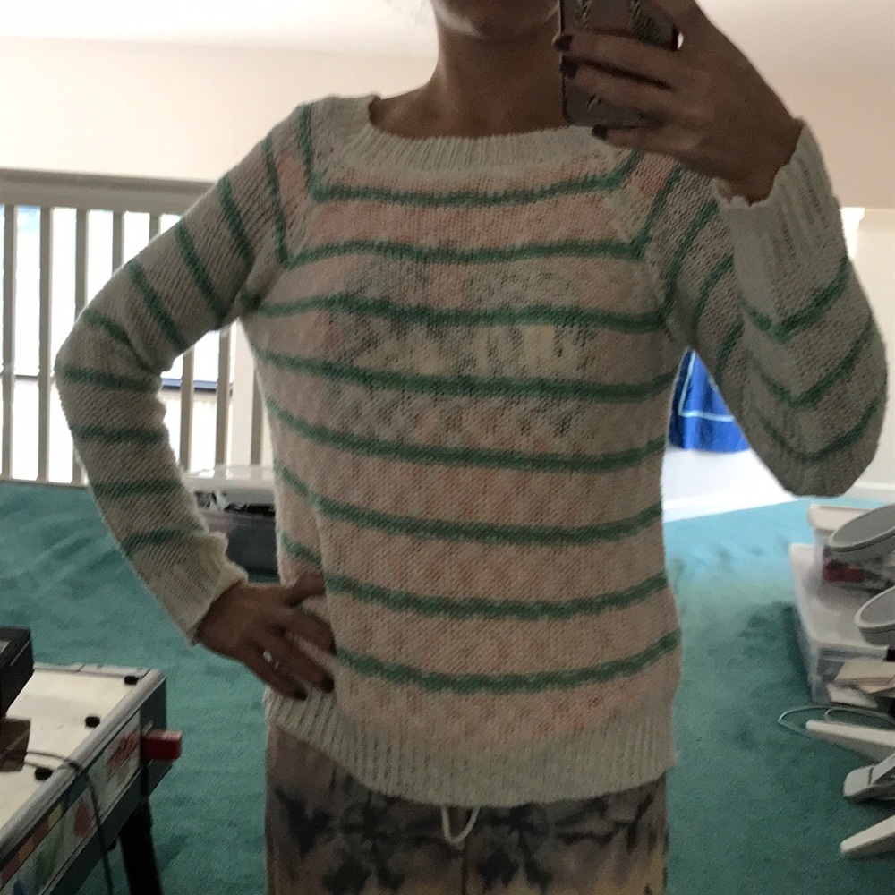 White and mint geeen Millau Sweater