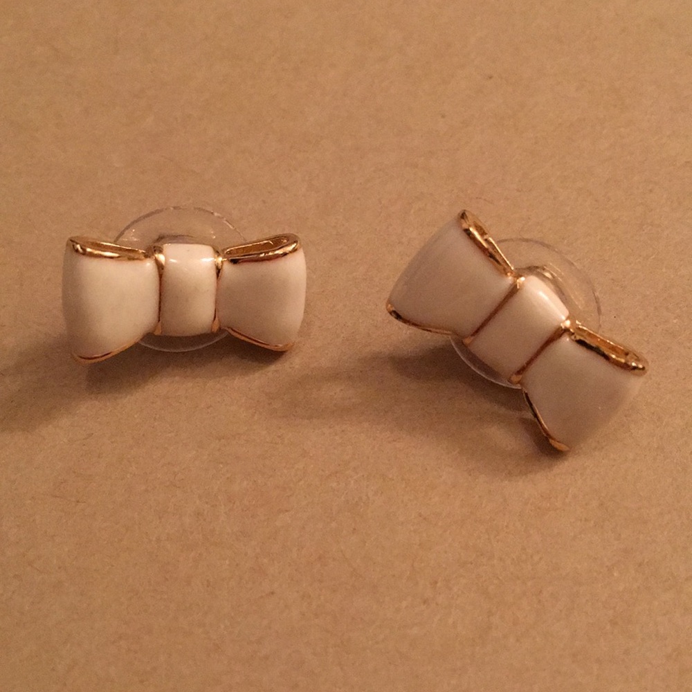 Kate spade white and gold bow earrings!!