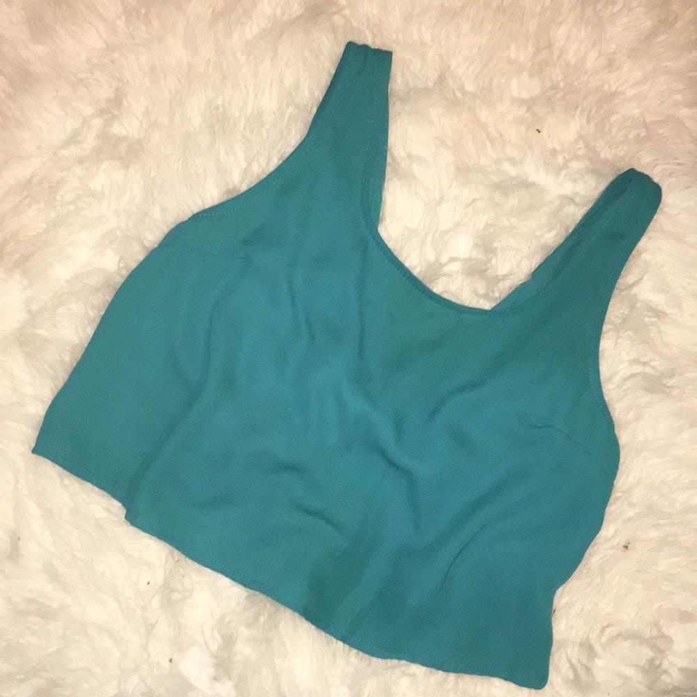 Green open back tank top