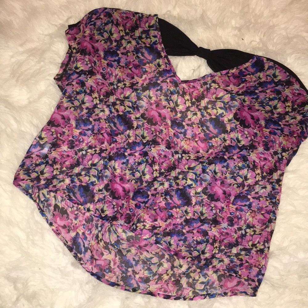 Pink floral top with open back