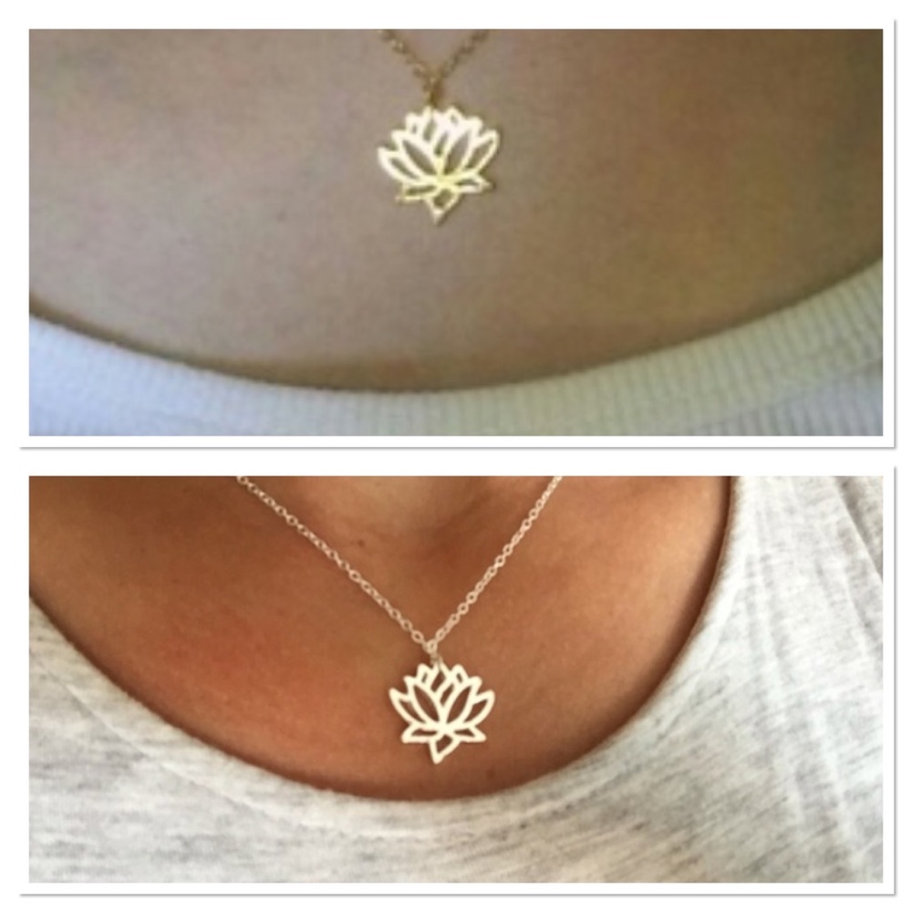 ⭐️ Awesome lotus flower necklace available in gold or silver ⭐️