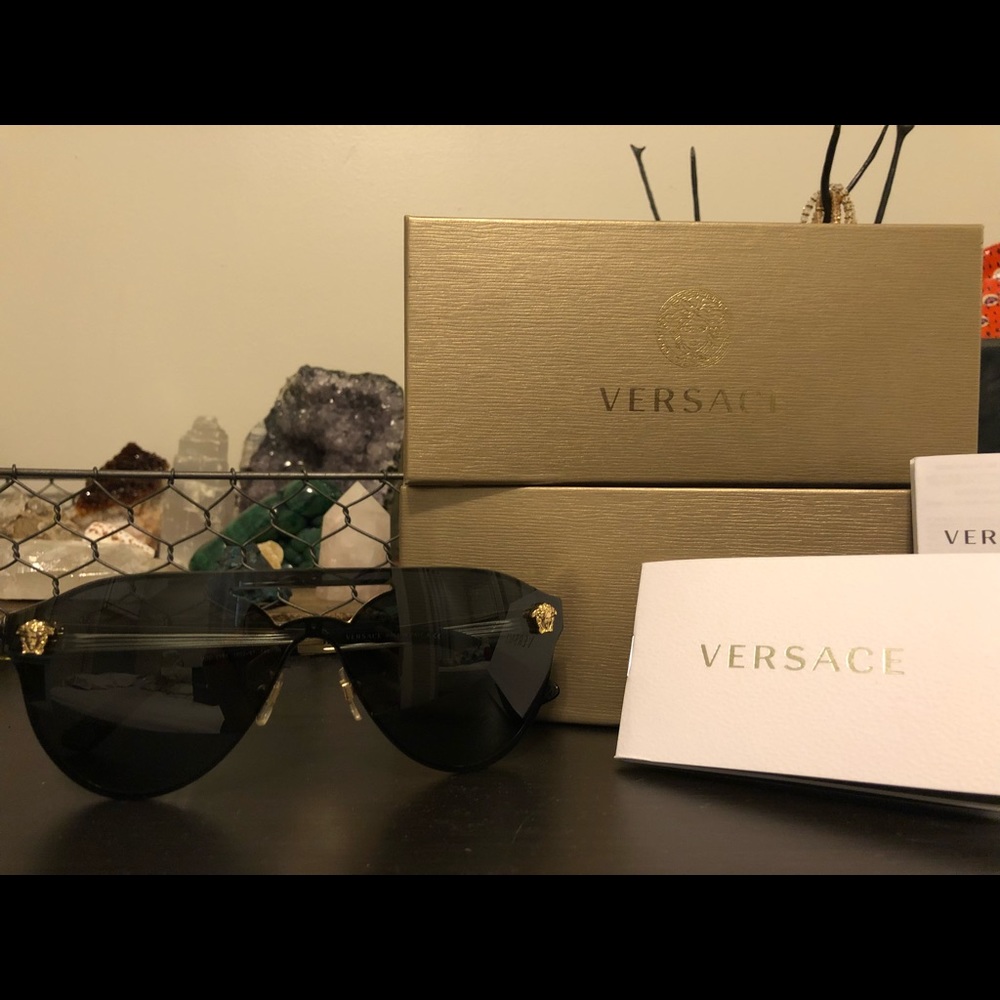 Versace mirrored brow bar glasses