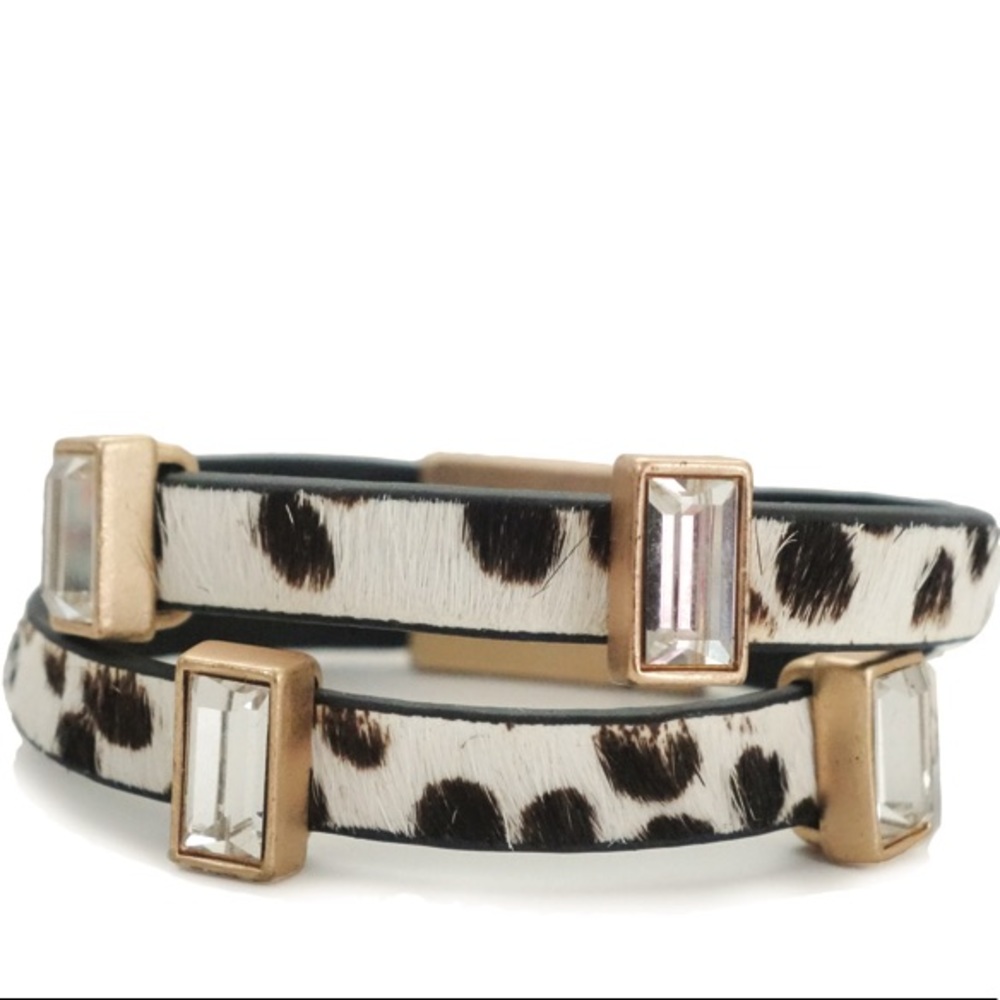 NWT T&J Designs animal print double band bracelet