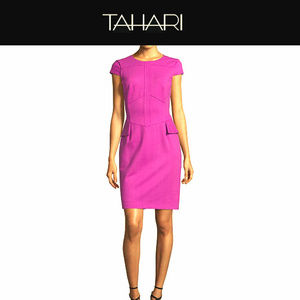 Tahari Partial Peplum Dress