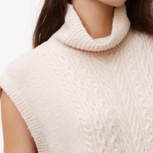 LOFT Sleeveless Cable Tunic Turtleneck Sweater - Picture 2 of 7