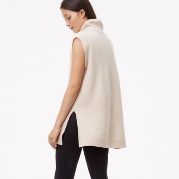 LOFT Sleeveless Cable Tunic Turtleneck Sweater - Picture 3 of 7