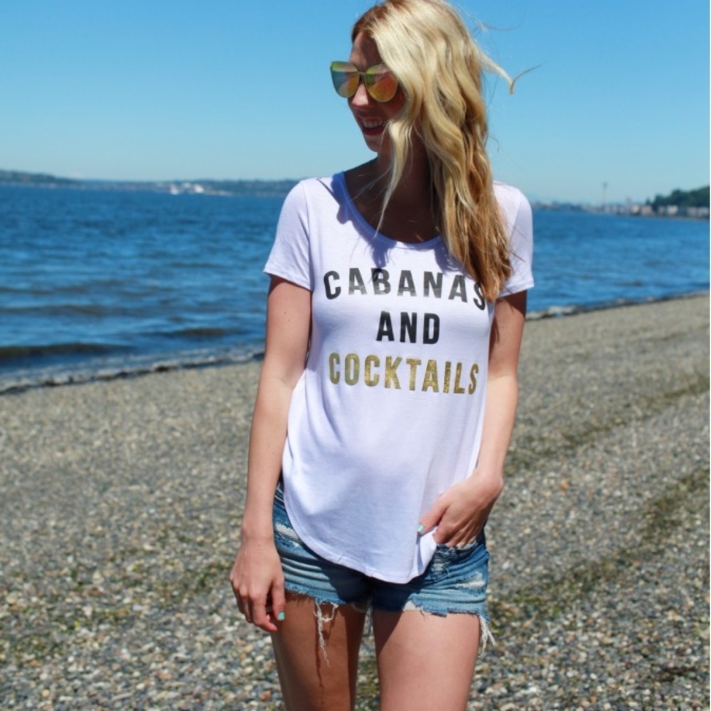 FINAL💵NWT T&J Designs Cabanas & Cocktails tee, S