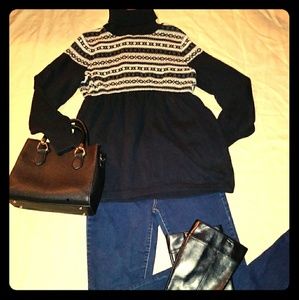 Sonoma Fair Isle Knit Sweater in Black and White