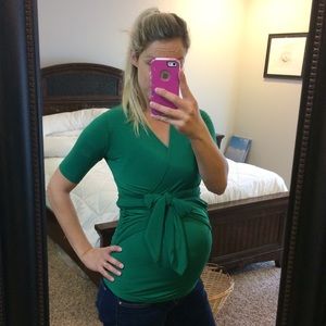 Green maternity shirt