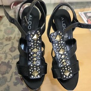 Aldo, black leather with gold and silver designs