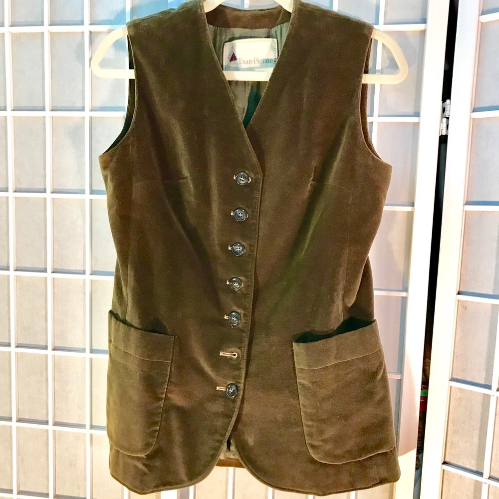 Vintage brown velvet vest, Evan Picone size 8-10