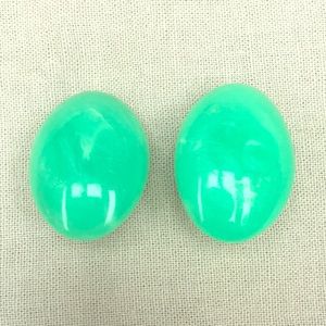Pearlescent green clip on earrings