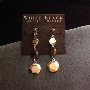 WH|BM onyx faceted stone dangle earrings
