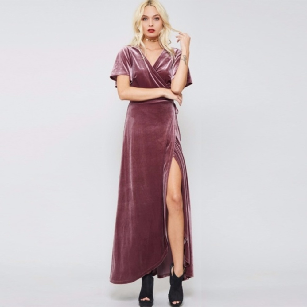 Velvet Maxi Wrap Dress NWT - Picture 2 of 8