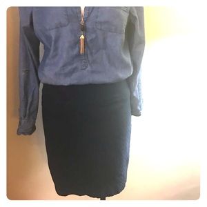 Dark Navy/Black Stretch Pencil Skirt