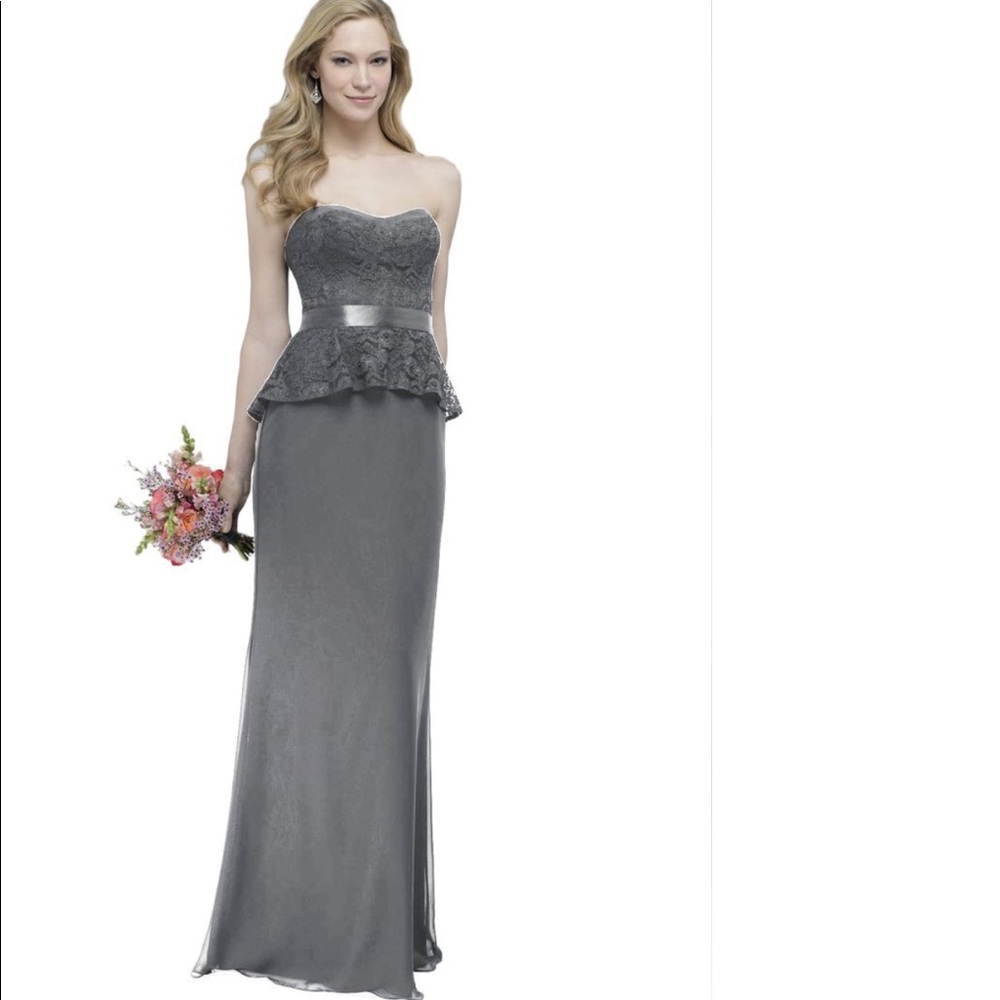 W Too Gray Dress with Lace Peplum