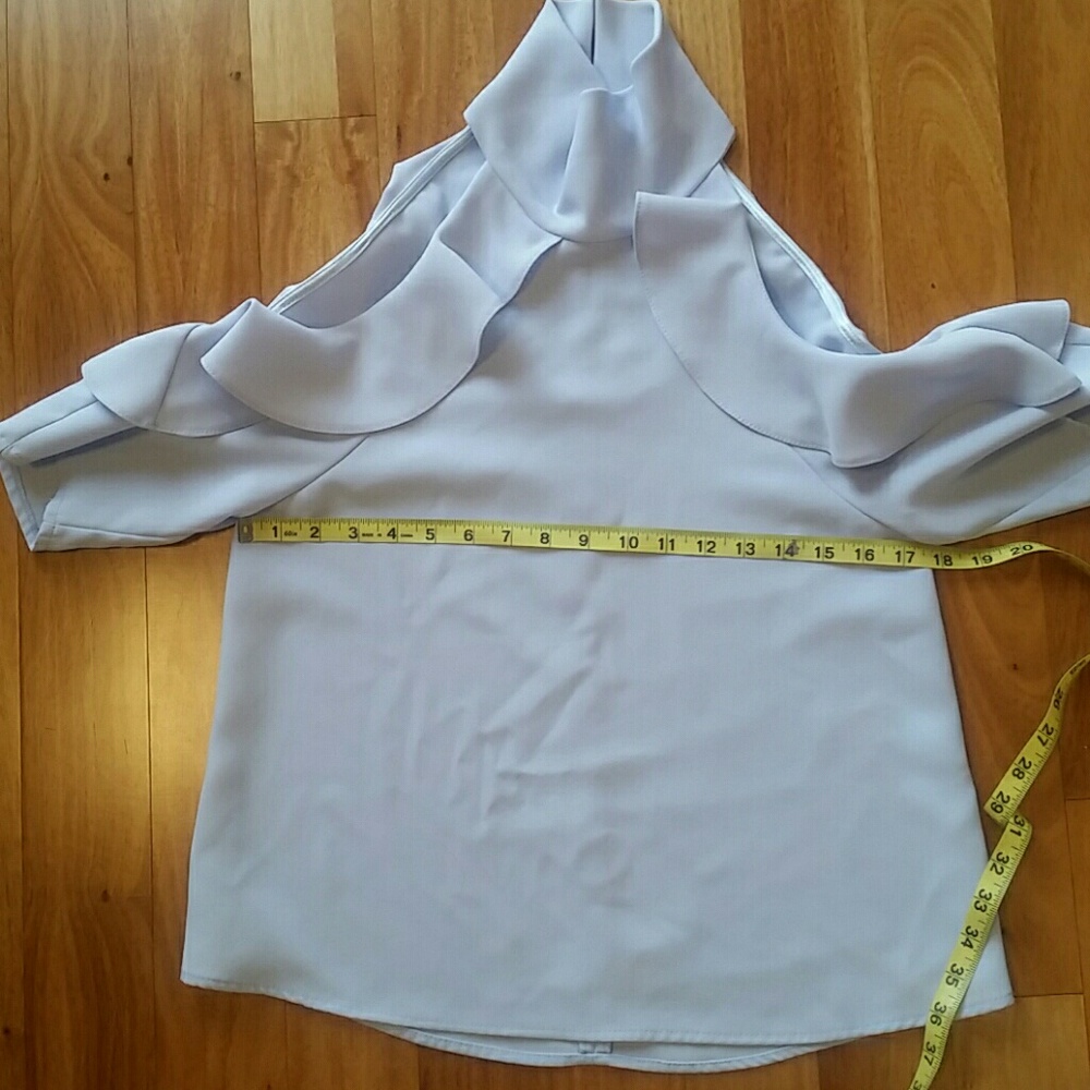SOLD TOPSHOP Ruffle Cold Shoulder Top blouse l - Picture 7 of 8