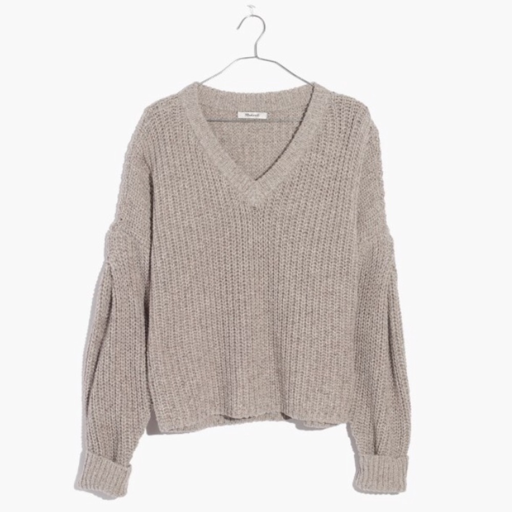 madewell pleat-sleeve pullover sweater