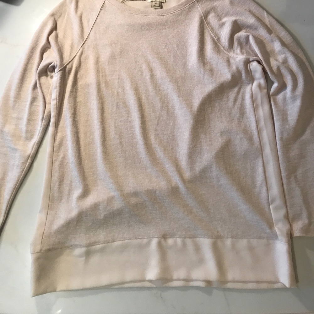 Tan long sleeve top with a silk back