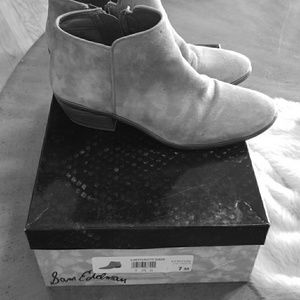 Beige-taupe suede ankle boots