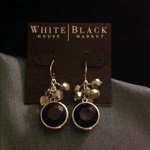 WH|BM Silver black stone silver beads drop earring