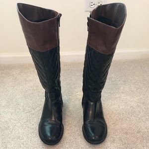 Quilted leather riding boot