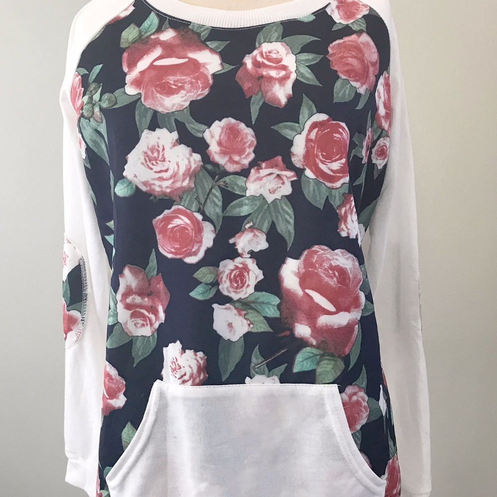 Floral Pullover Sweatshirt Arden Furtado Top NWT