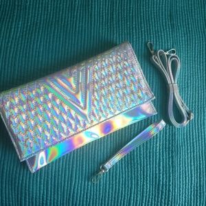 Chic fashionable Silver tournetone envelope bag