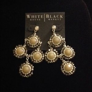 WH|BM Silver Crystal accent white stone earrings