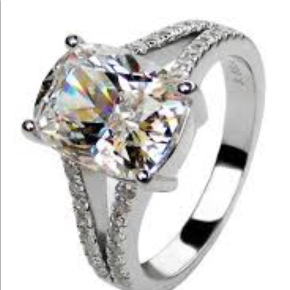 Moissanite Solitaire Ring In PT950 Platinum: Elegant Three  Large huge diamond solitaire ring pt950 silver new