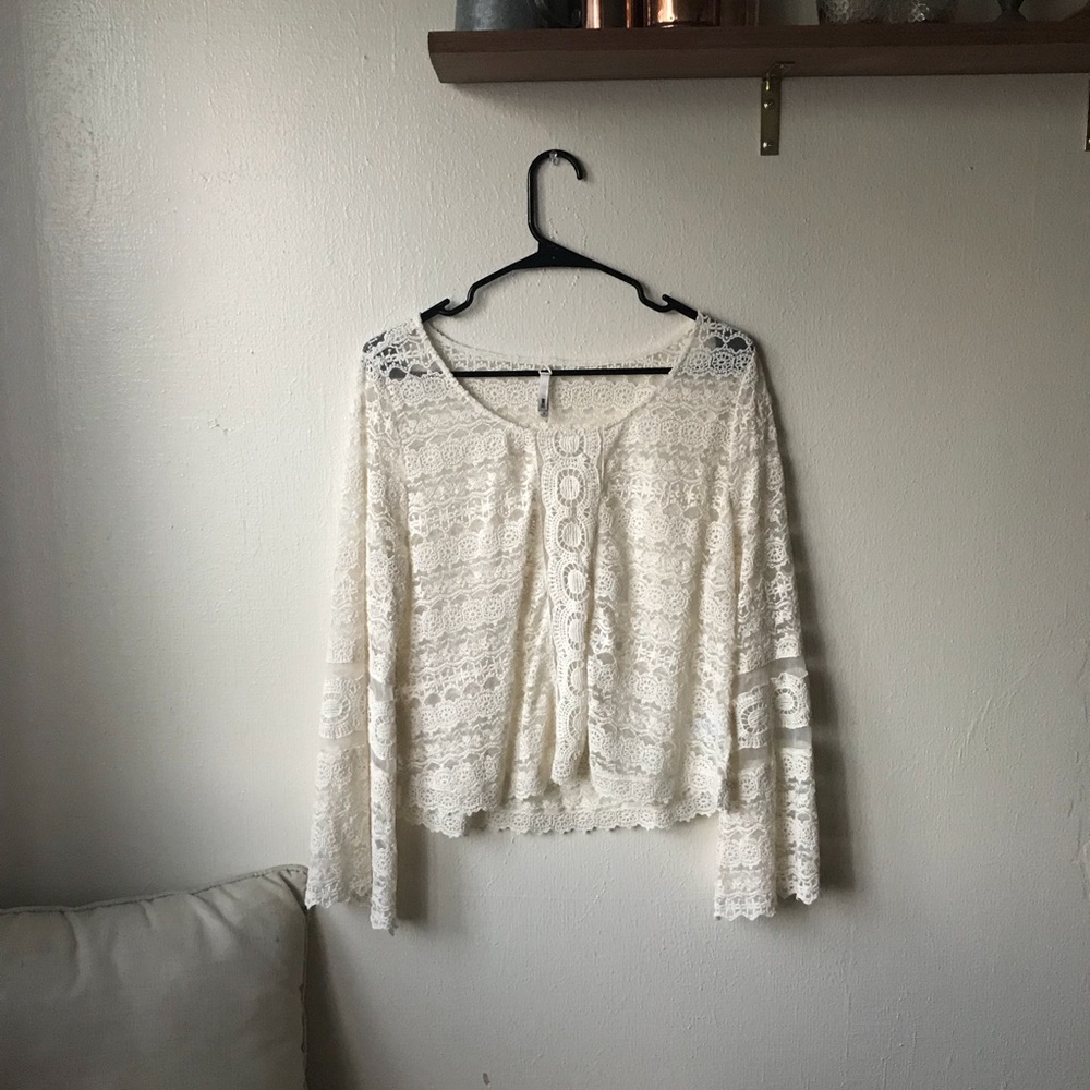 Amuse Society/Revolve Lace Bell Sleeve Top