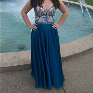 Teal Sherri Hill Prom Gown