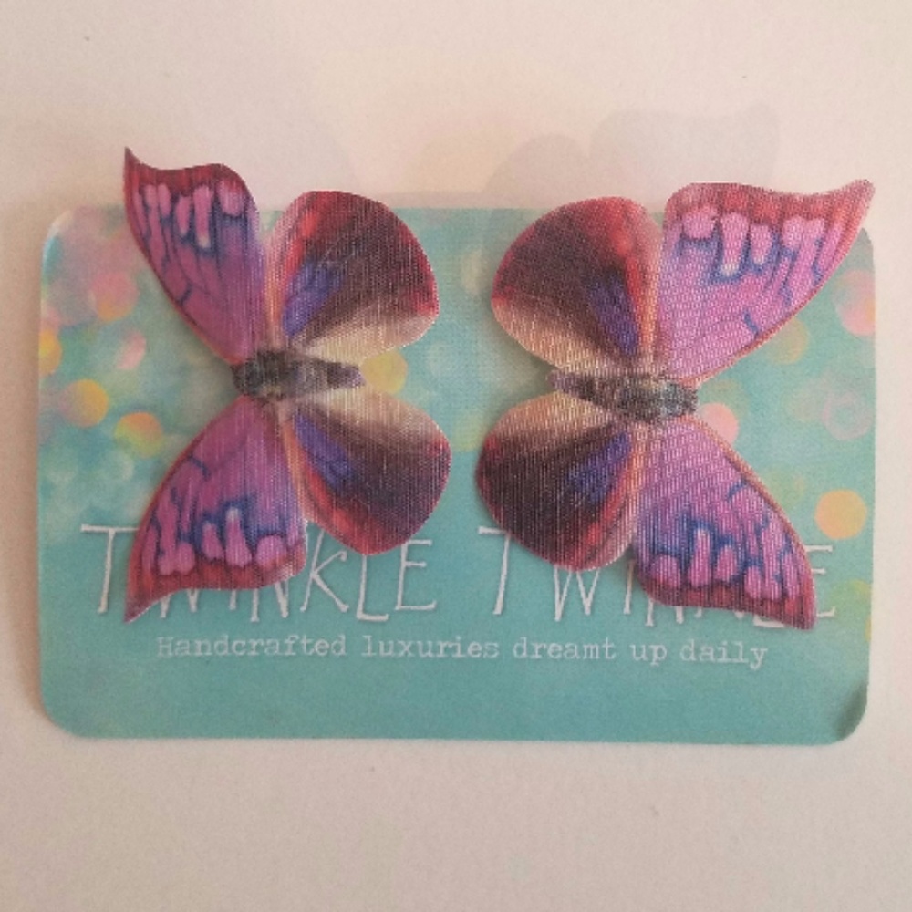 Pink Silk Moth/Butterfly Hair Clips