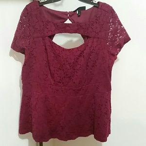 Lace peplum top