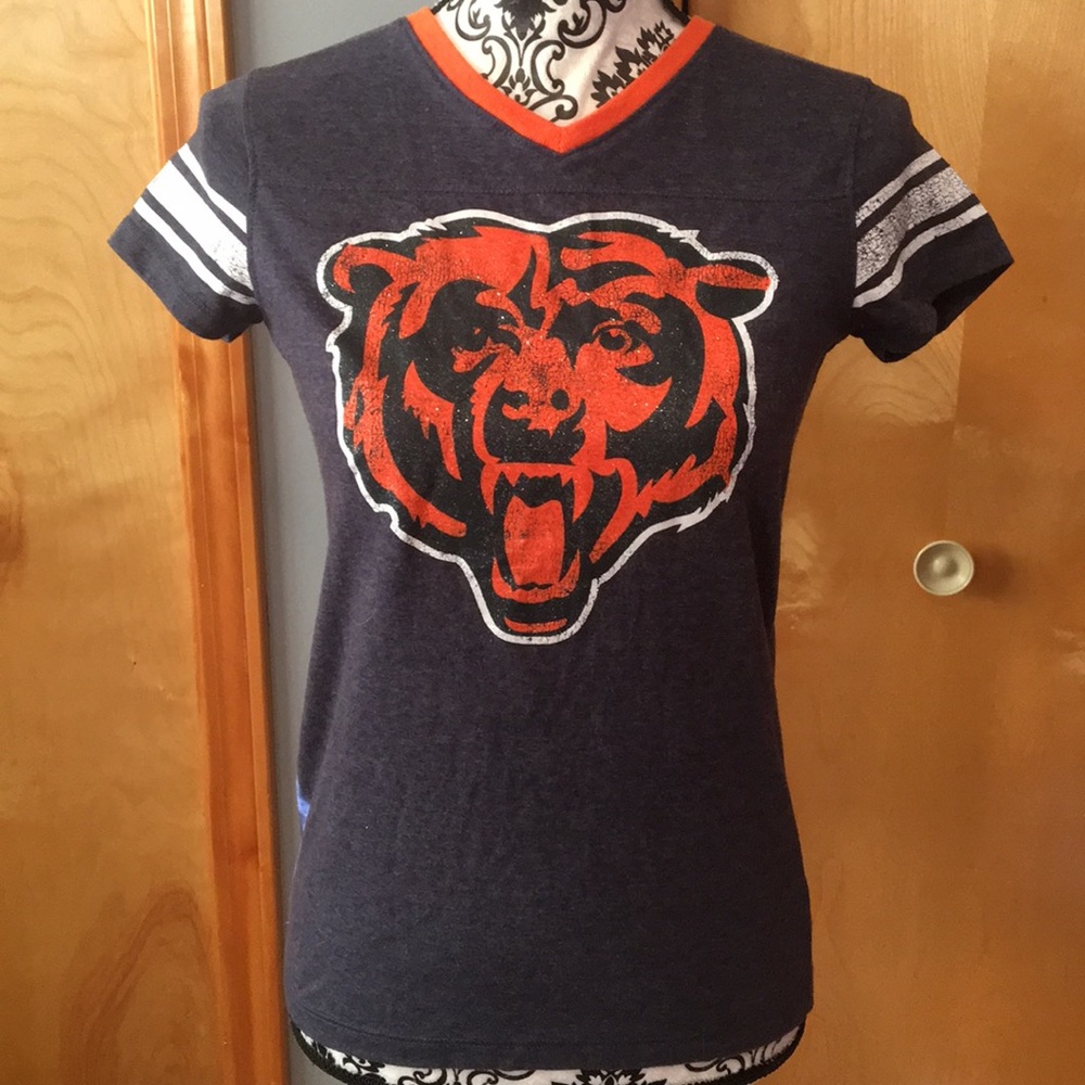 🔴14/XL (Girl) Chicago Bears Glittery Short Sleeve