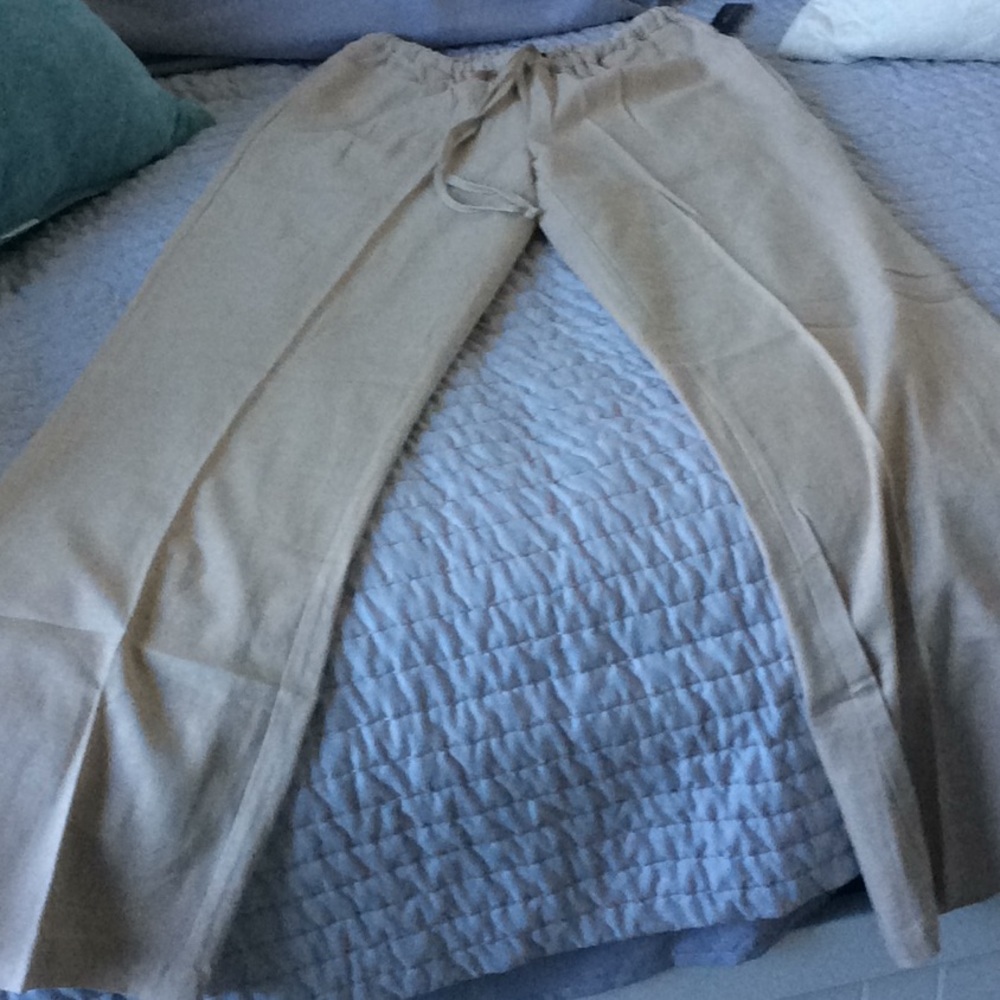 NWT Linen Wide Leg Drawstring Pants