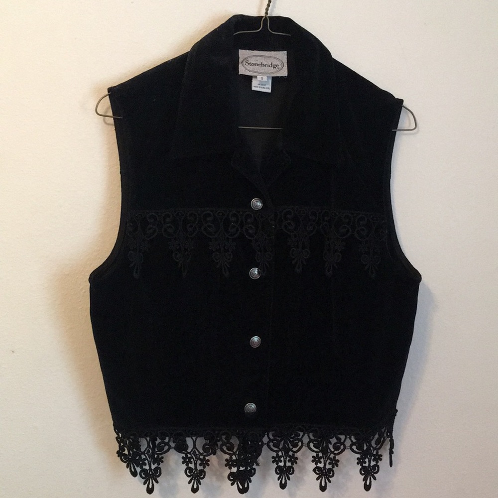 Sleeveless suede black coat! Western style!