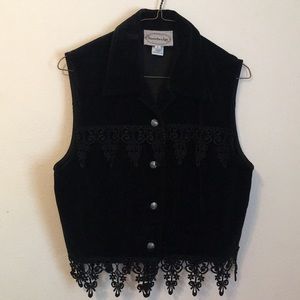 Sleeveless suede black coat! Western style!